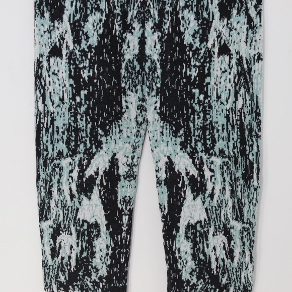 BCBGMAXAZRIA Silk Jacquard Leggings Aqua Cotton Blend Full Length Small S - Picture 10 of 12